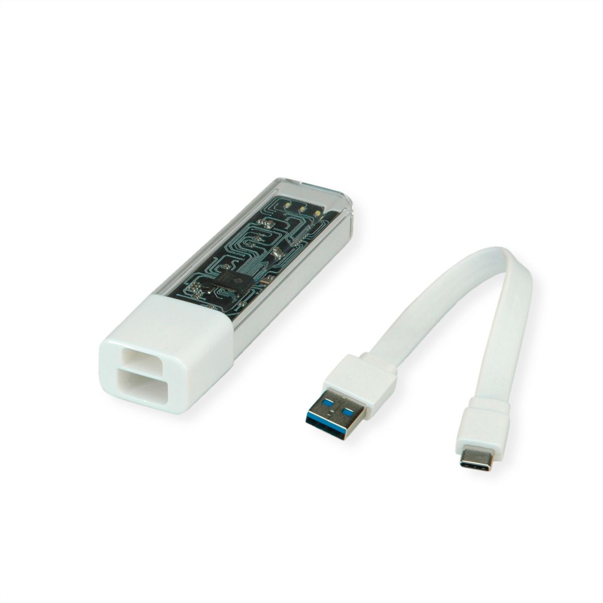 ROLINE Mobile USB 3.2 Gen 1 Hub, 4-poorts, Type A+C verbindingskabel