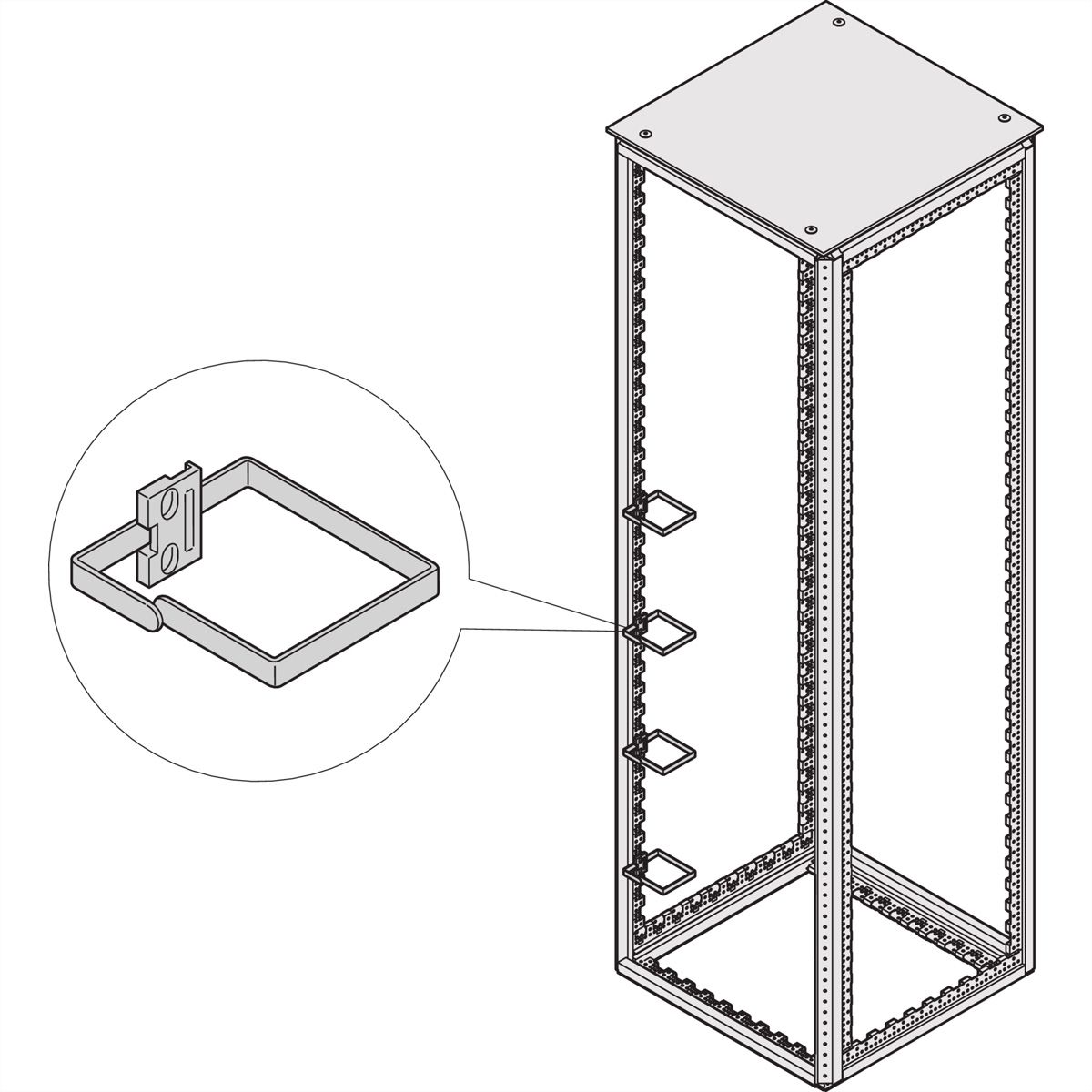 SCHROFF VARISTAR Kabelgeleider staal, 100x180, aan de profielen (voor een rack van 800 mm breed) of  aan de 19''-Profielen