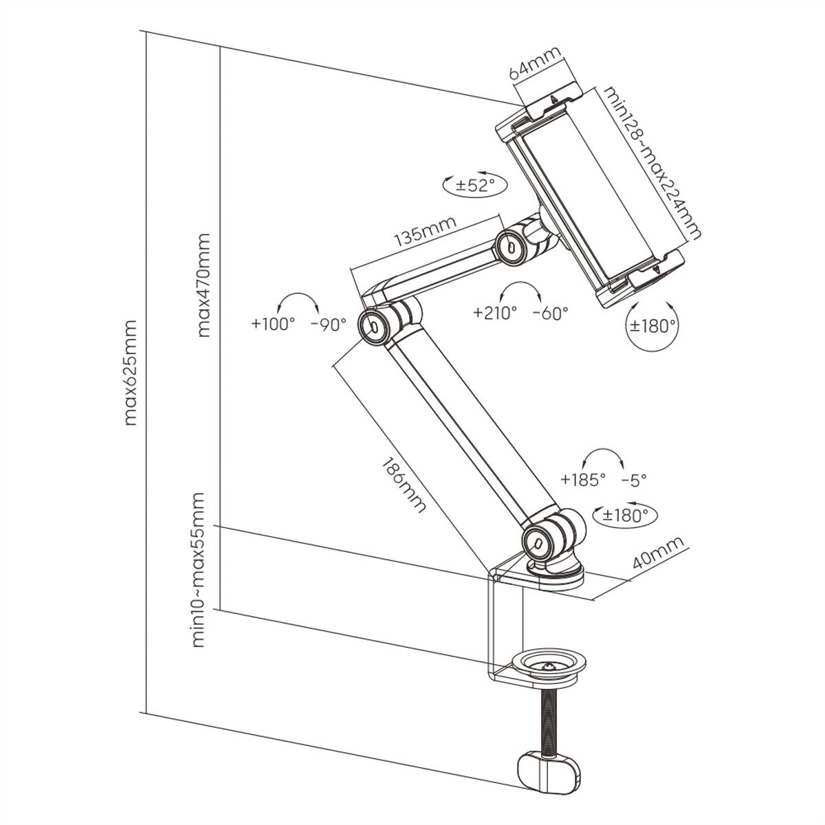 VALUE Universal Adjustable Tablet Clamp Mount