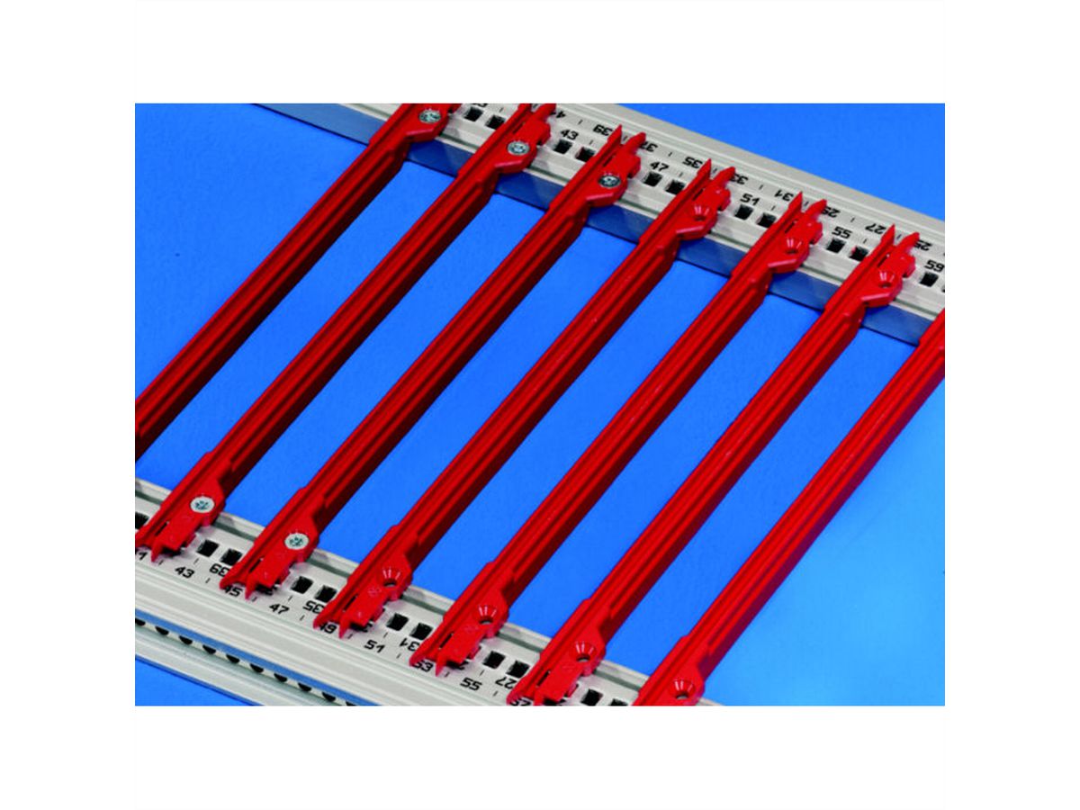 SCHROFF Guide Rail, 4.4" PCB Type, Plastic, 220 mm, 2.5 mm Groove Width, Red, 50 Pieces