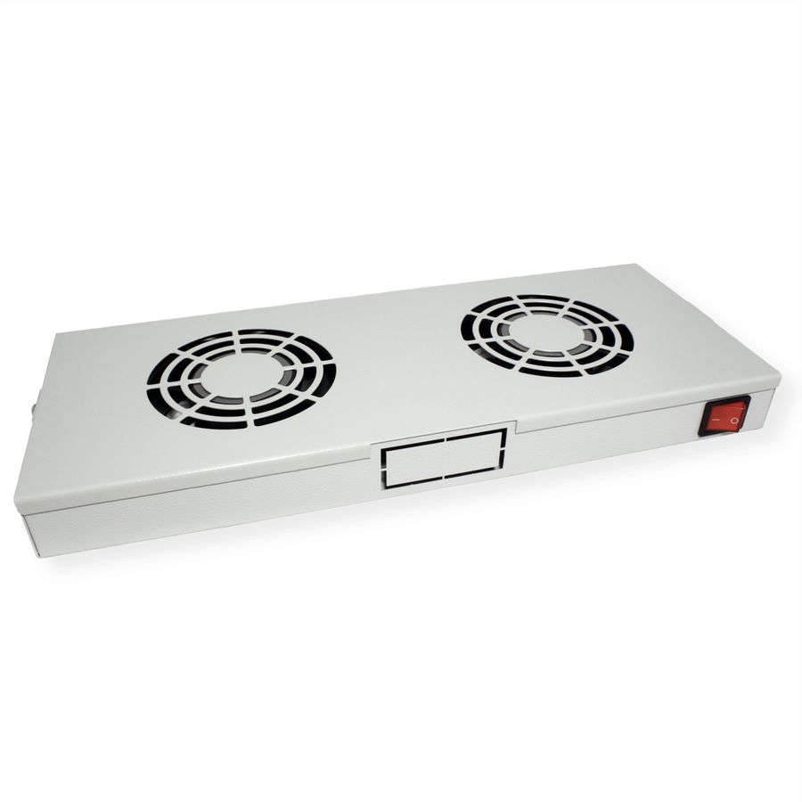 ROLINE 19" Fan unit with 2 fans, ON/OFF grey