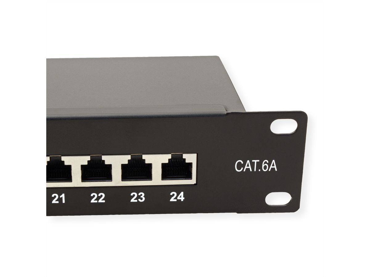 VALUE Cat.6A (Klasse EA) 19" patchpaneel, 24 P, afgeschermd, zwart