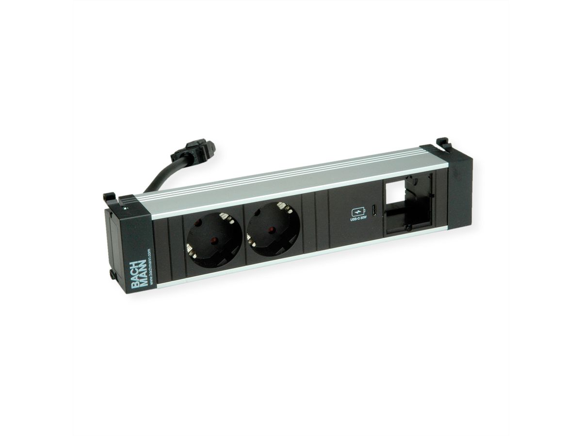 BACHMANN POWER FRAME M 2xCEE7/3, 1xUSB C 30W 1xCM 0.2m GST18