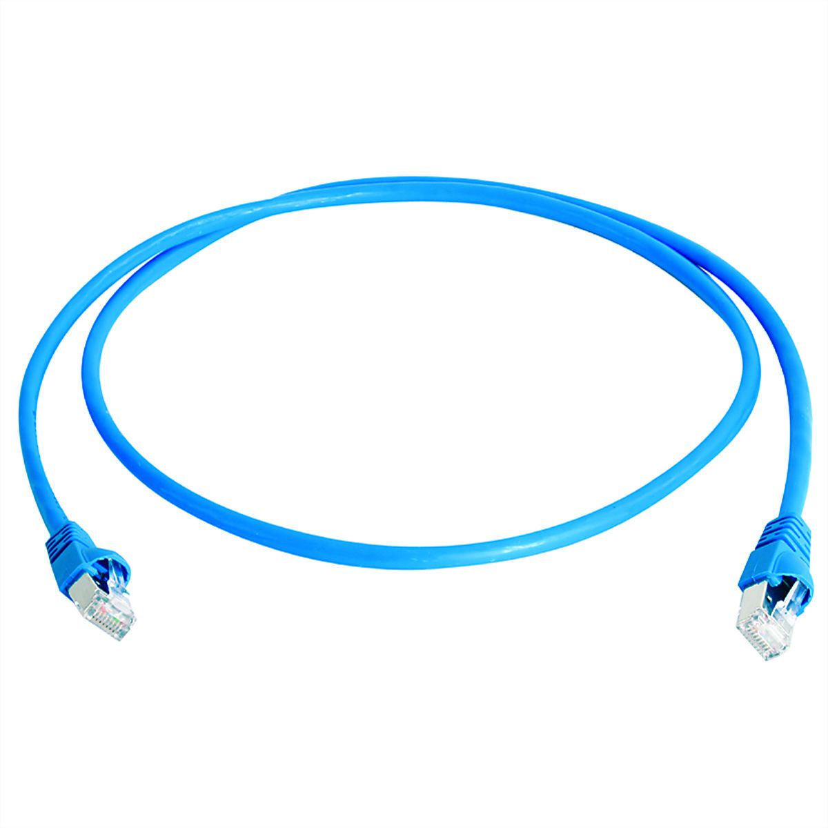 TELEGÄRTNER Mini patch cord S/FTP Cat.6A, MP8 FS500, LSZH, 1:1, blue, 1.5 m