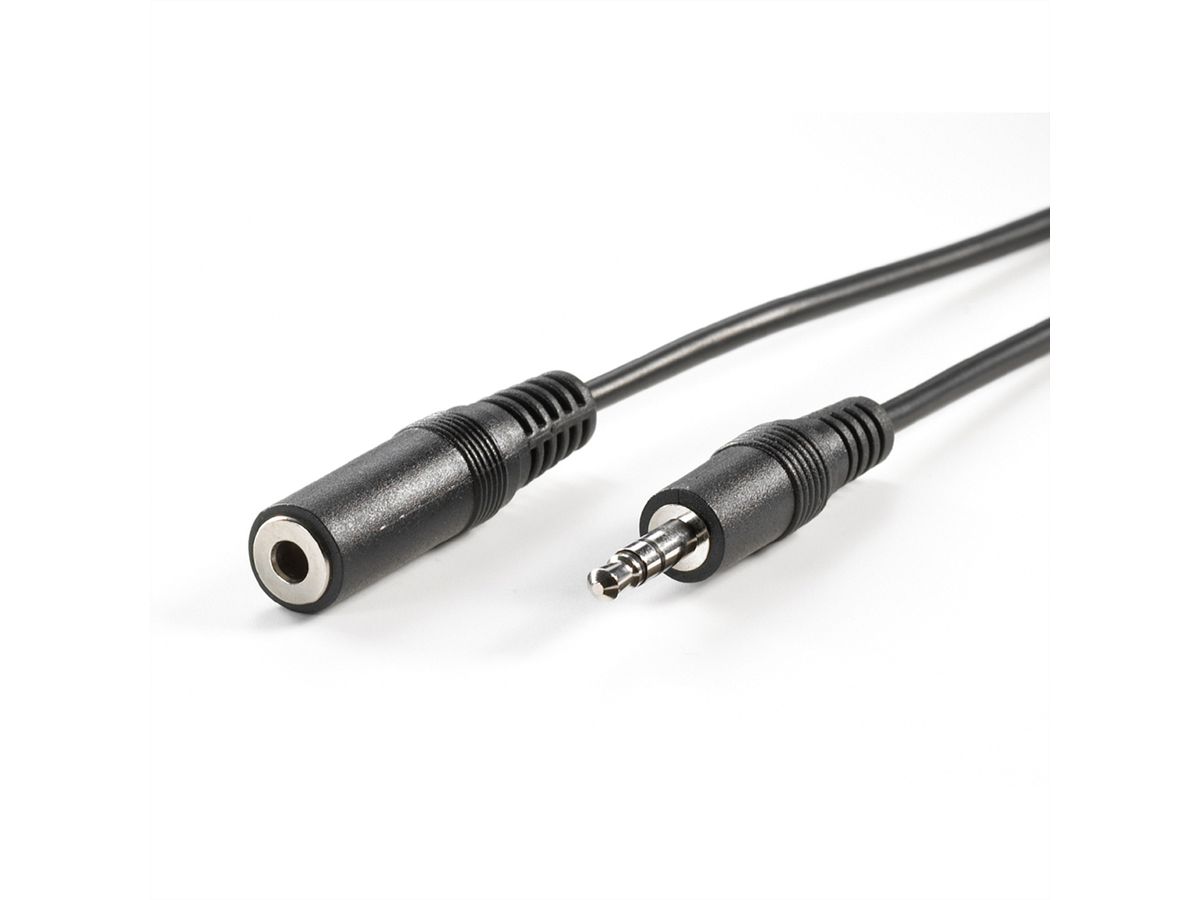 VALUE audio verleng kabel 3,5mm M/F, zwart, 2 m