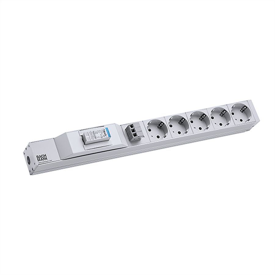 BACHMANN 19" 1HE 5xCEE7/3 1xSPD Citel , 2,0m H05VV-F 3G1,50mm zwart