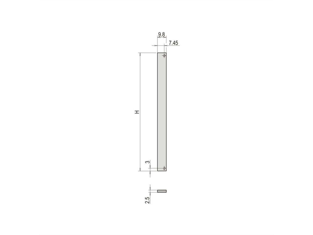 SCHROFF voorpaneel, niet afgeschermd, 2 HE, 84 HP, 2,5 mm, Al, geanodiseerd, onbehandelde randen