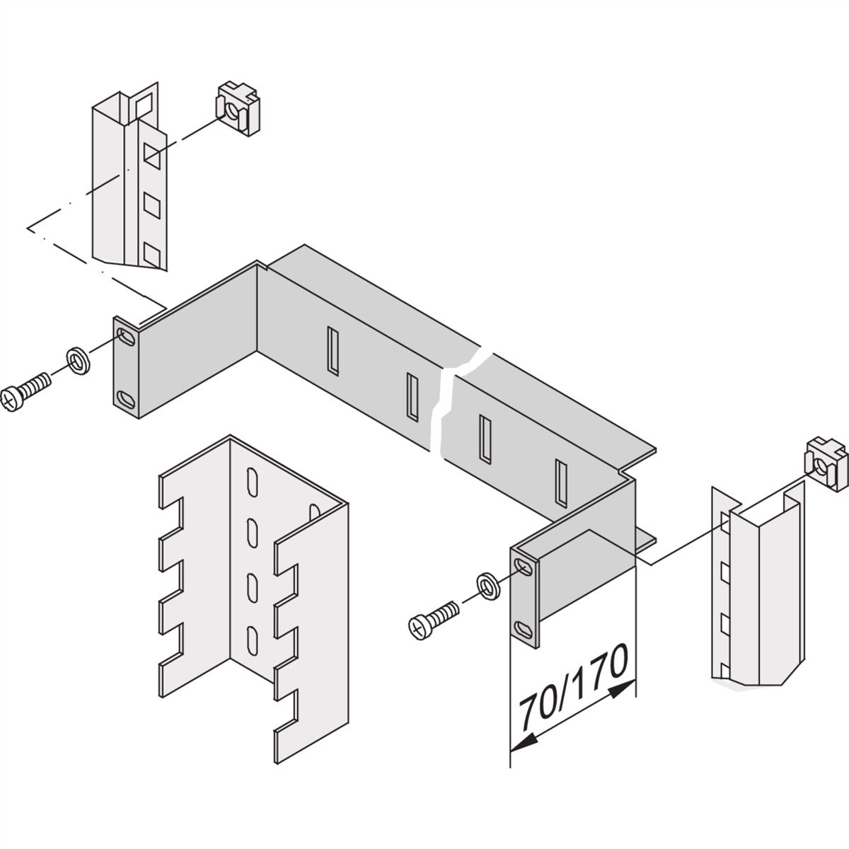 SCHROFF 19" Mounting Bracket, 70 mm Recessed