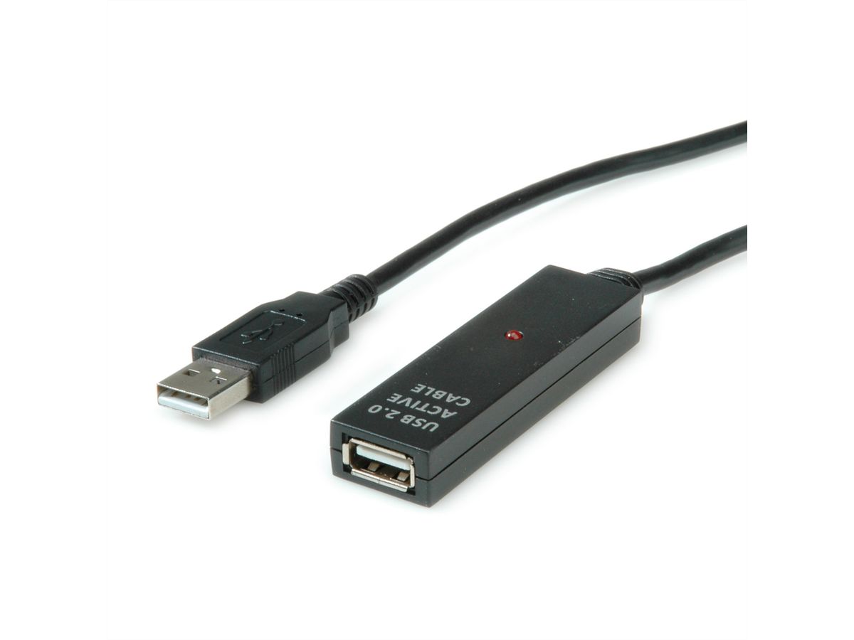 VALUE USB 2.0 Extension Cable, active, black, 30 m