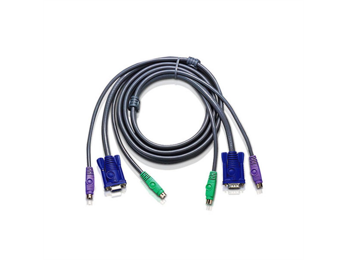 ATEN 2L-5002P/C KVM PS/2 VGA-kabel, grijs, 1,8 m