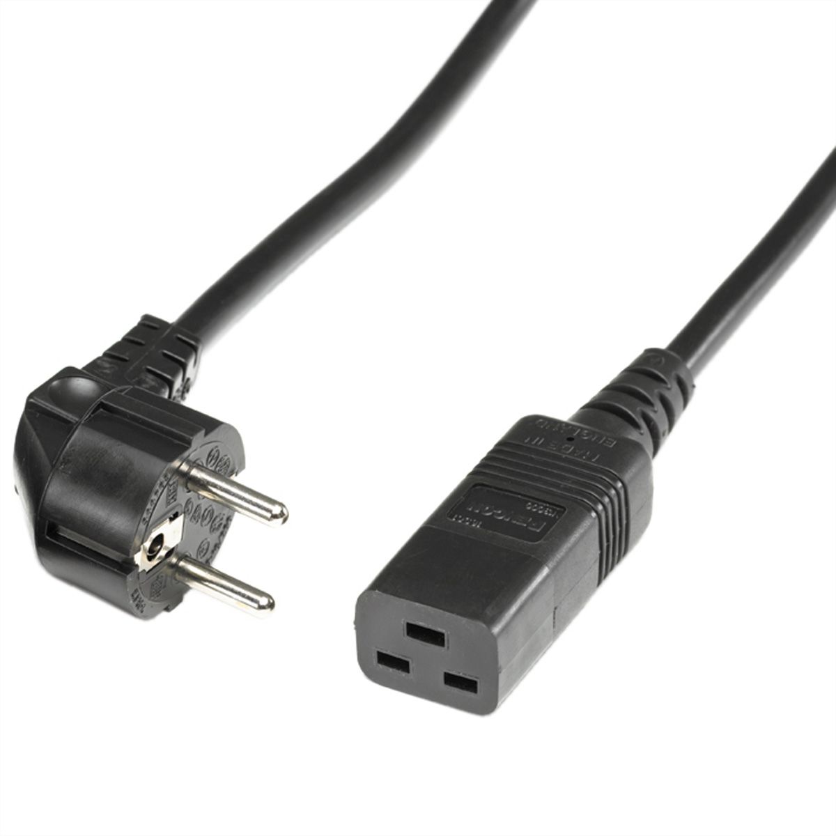 BACHMANN stroomkabel met aardingscontact - IEC320-C19 16A/250V, zwart, 2 m