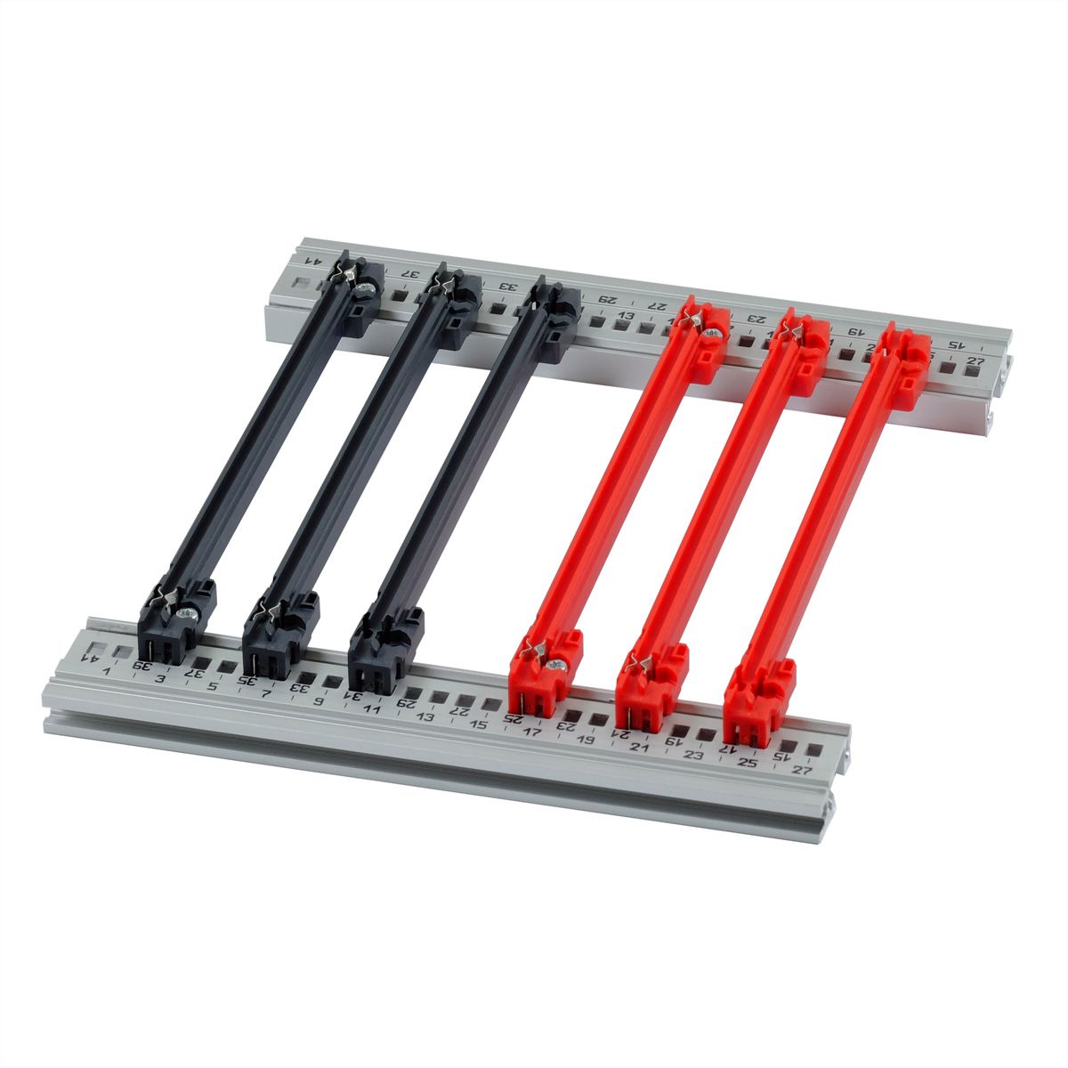 SCHROFF Guide Rail Accessory Type, PC, 160 mm, 2 mm Groove Width, Red, 10 Pieces