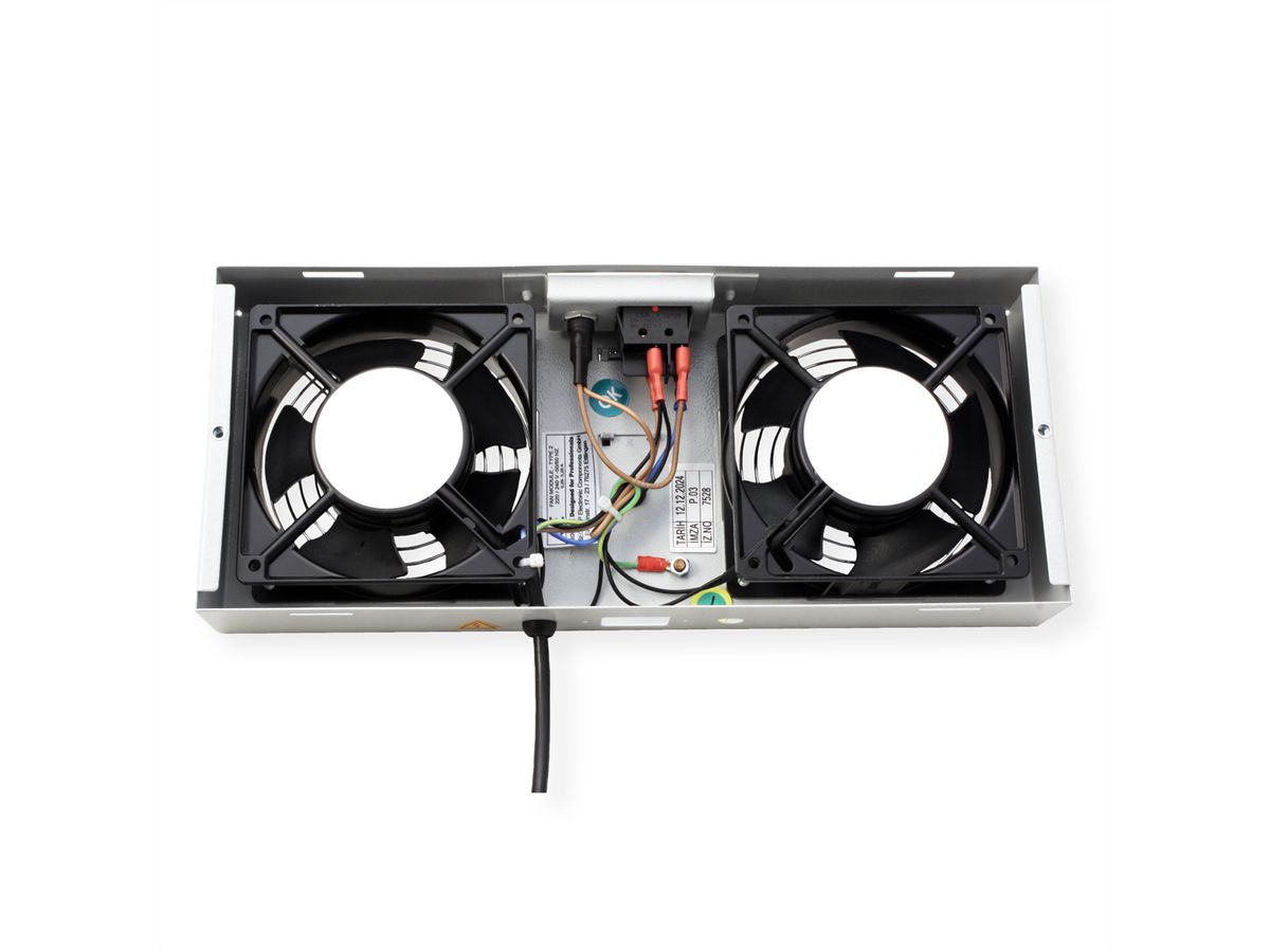 ROLINE ventilatie-unit met 2 ventilatoren, thermostaat, voor 19-inch wandbehuizing grijs