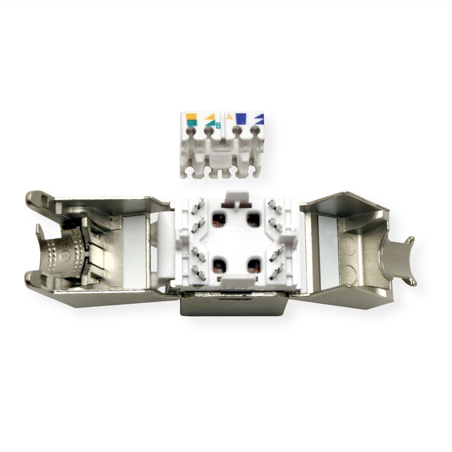 ROLINE Cat.6 (Class E) Keystone Jack, RJ-45, STP, SLIM, tool-free, silver