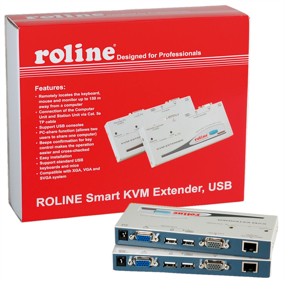 ROLINE Smart KVM extender via RJ45, VGA, USB