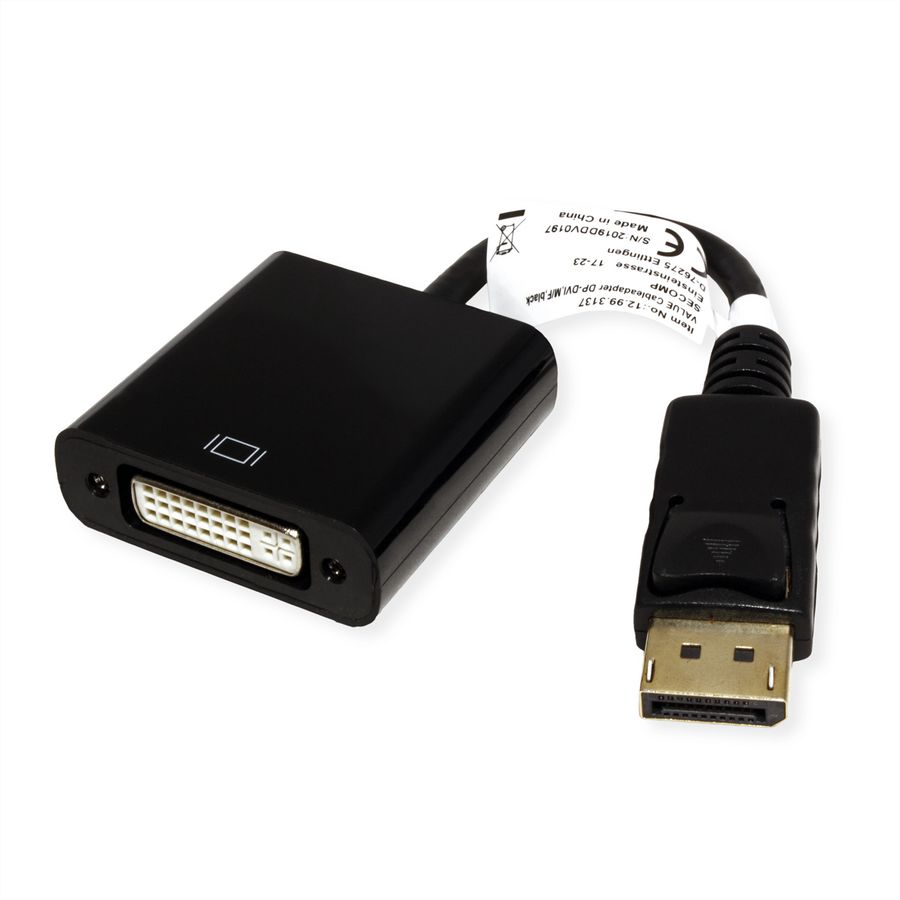 VALUE DisplayPort - DVI Adapter, DP Male - DVI Female
