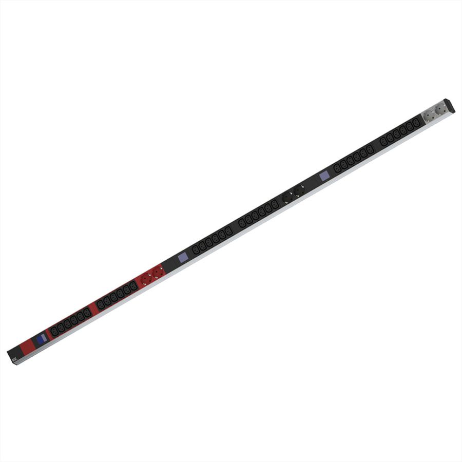 BACHMANN BN0500 19" PDU 1U 36xC13, 6x earthing contact, power measurement, connection CEE 3x16A, red