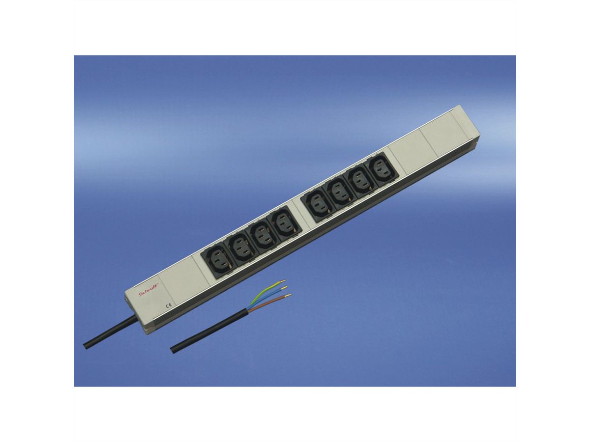 SCHROFF contactdoosstrip, IEC C13 met verbindingskabel aan open uiteinde, 8x IEC C13, 19"