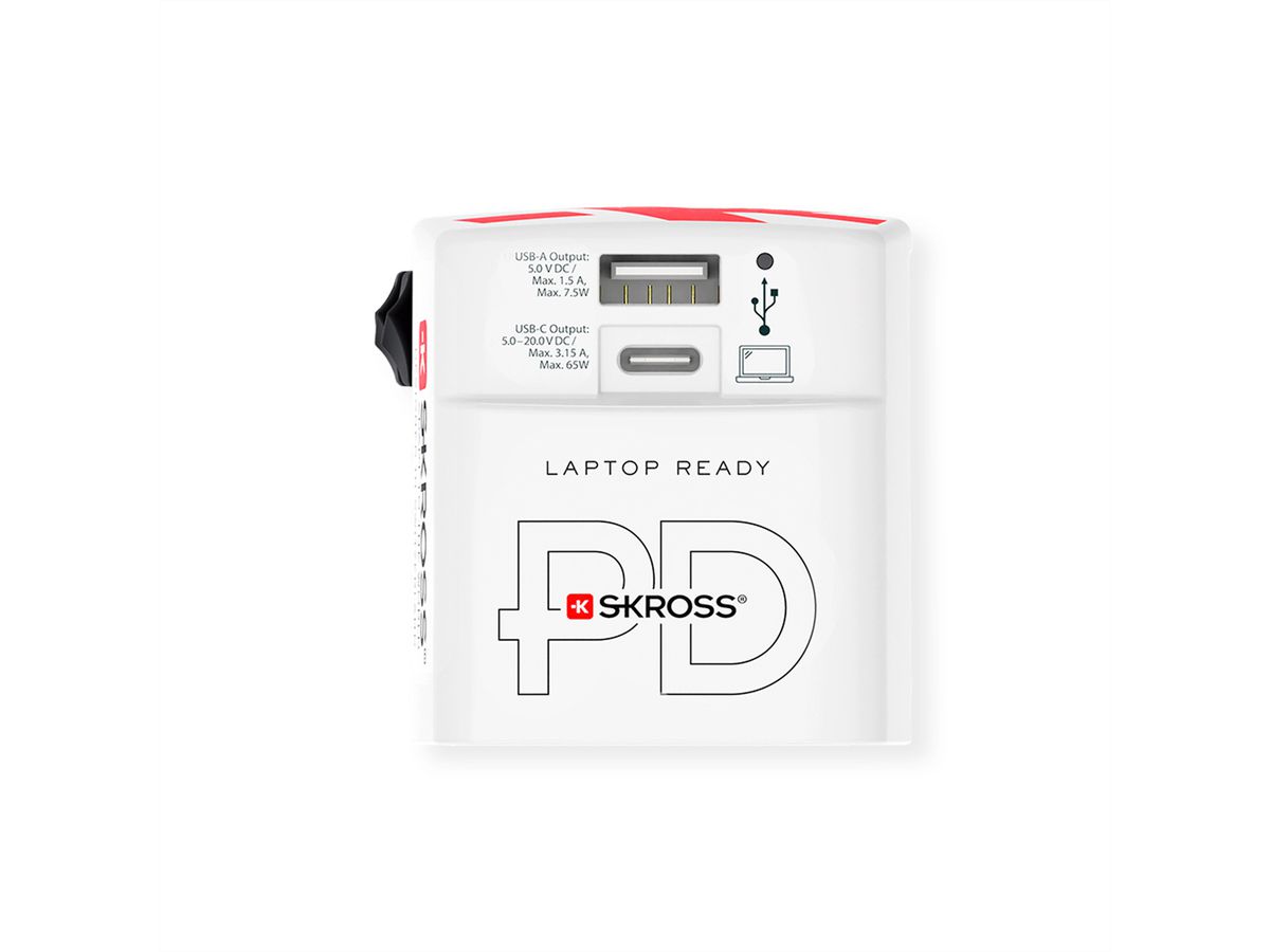 Skross Wereld USB Oplader A/C 65PD met USB-C kabel, Wereldwijd