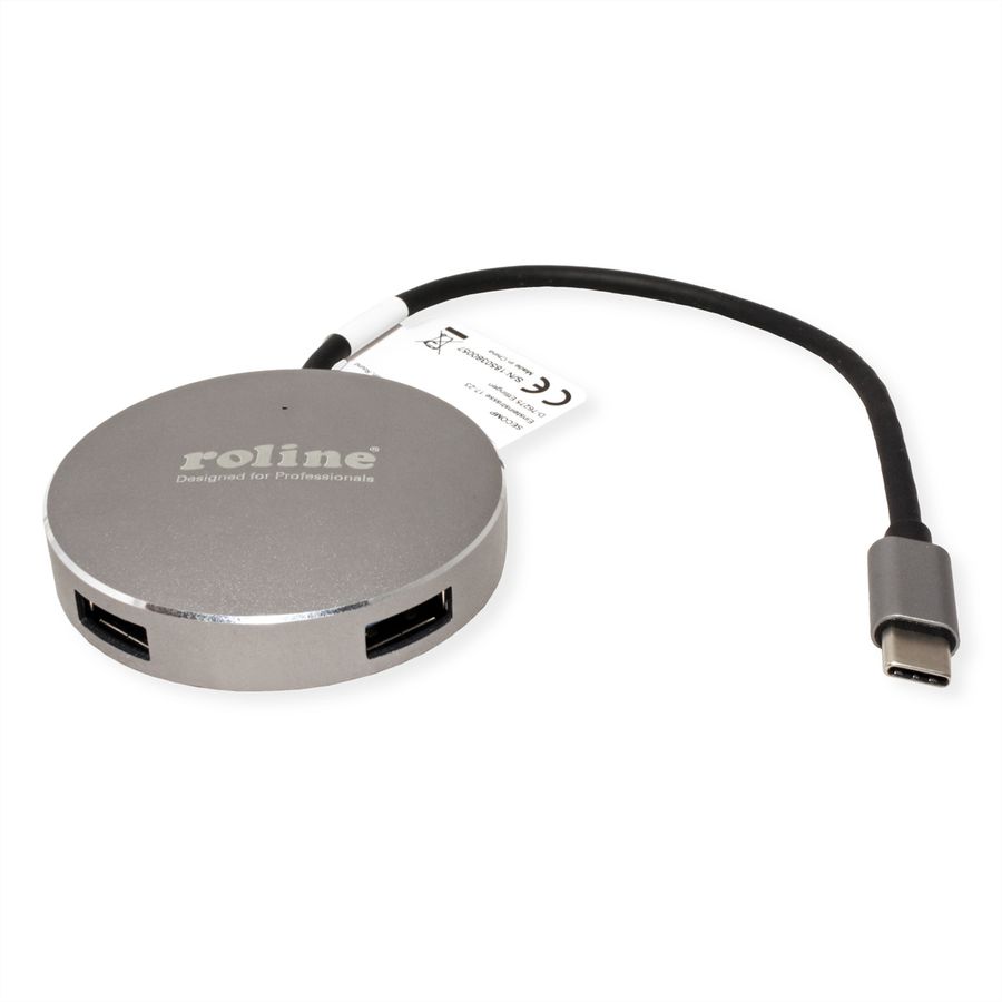 ROLINE USB 3.2 Gen 1 hub, rond, 4-voudig, type C aansluitkabel