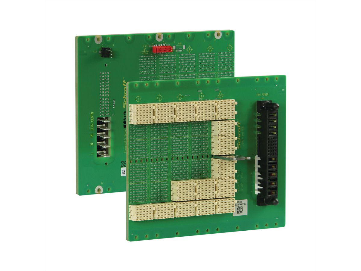 SCHROFF CPCI seriële backplane, 3 HE, 5 sleuven, systeemsleuf rechts, Full Mesh, zonder RIO, PSU