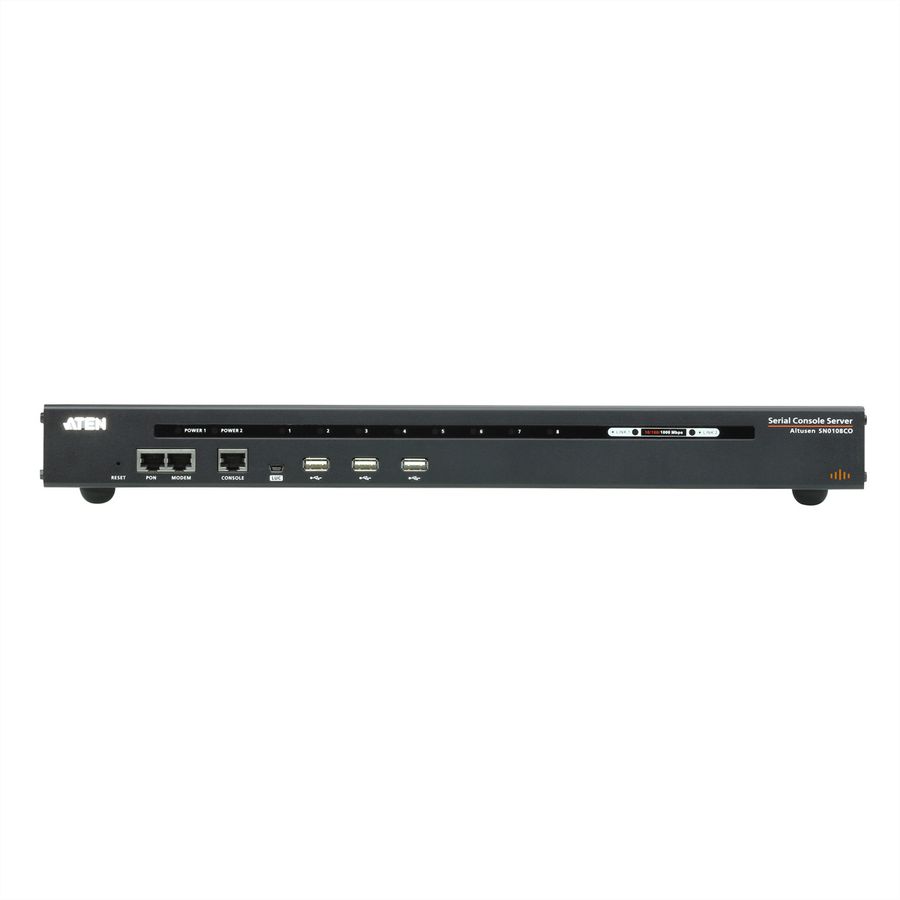 ATEN SN0108CO 8-poorts seriële consoleserver met dubbele voeding/LAN