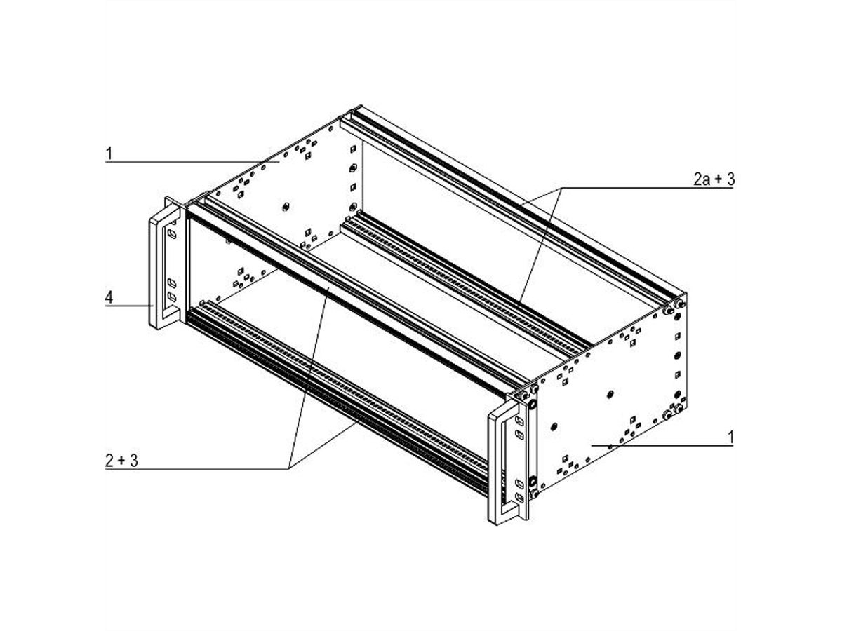 SCHROFF EuropacPRO 19" moduledrager voor rail, retrofit-afscherming, EN 50155, 3 HE, 84 HE, 235 mm