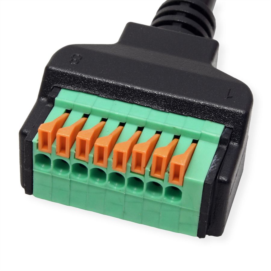 ROLINE Cable Adapter, RJ45 Socket to Terminal Block (push-button), 30 cm