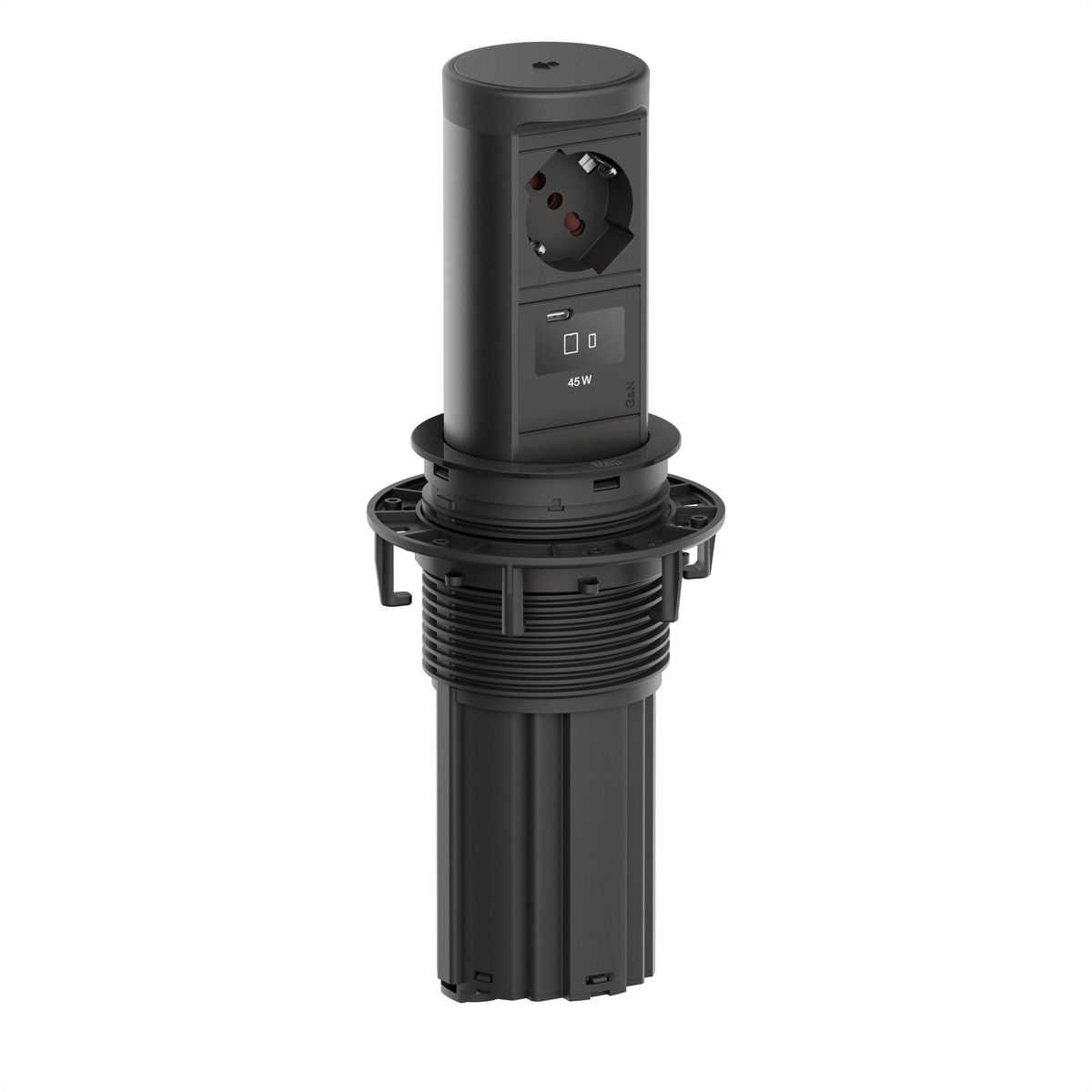 BACHMANN ELEVATOR2 1xP40 1xUSB C, Wireless Charger 15W RAL9005 2.0 m AEH