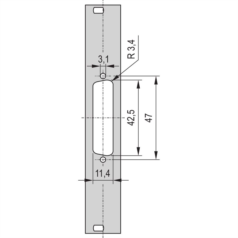 SCHROFF 19" voorpaneel met D-subuitsparing, 1x25-polig, 3U, 4 HE, 2,5 mm, Al, RAL 7035