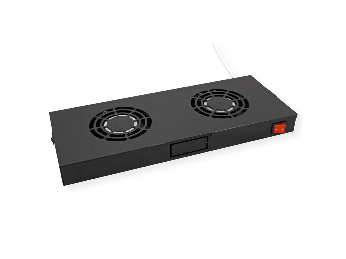 ROLINE 19-inch ventilatorunit 2 ventilatoren, Thermostaat zwart