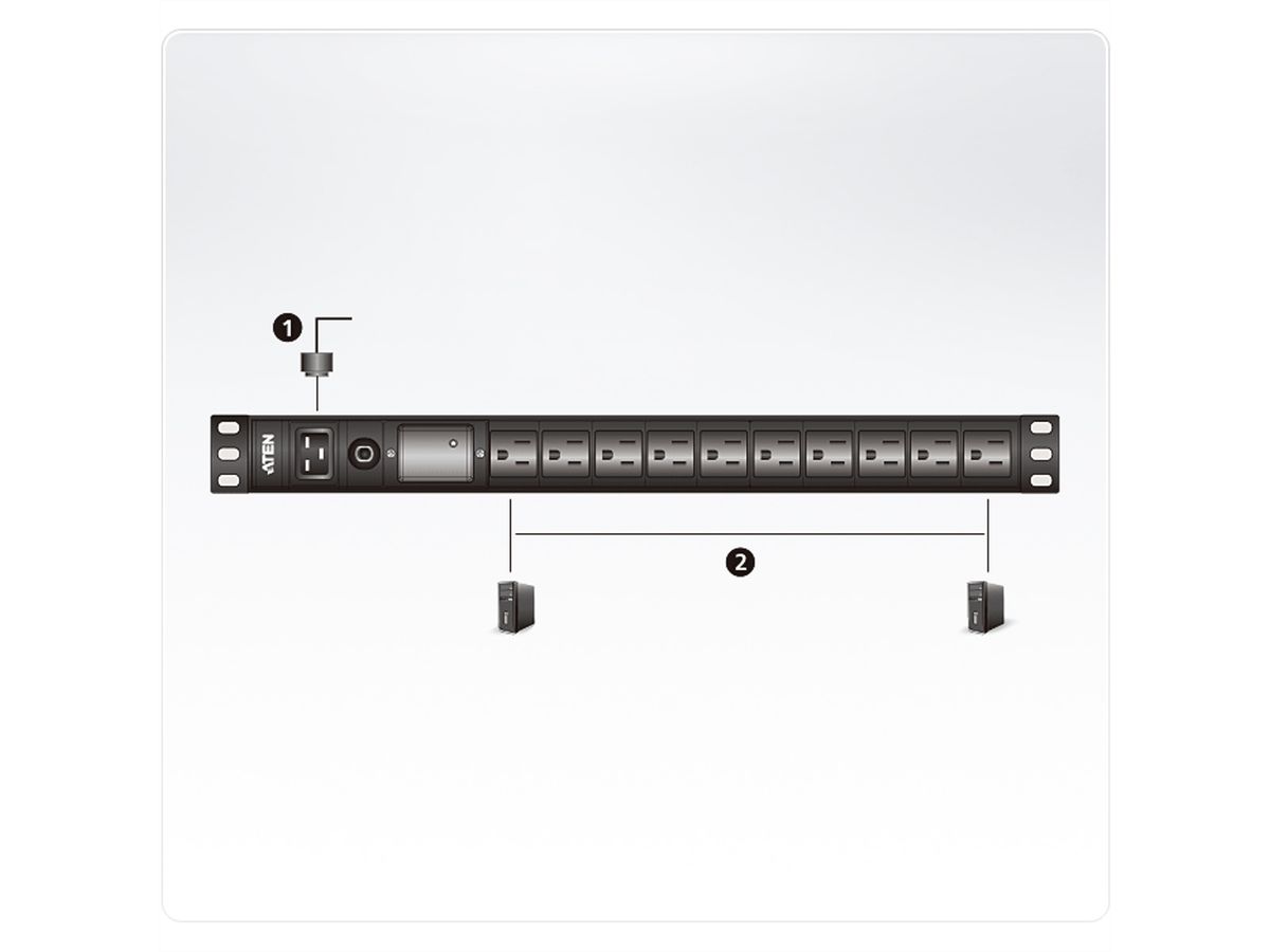 ATEN PE0209SG 1HE 9-Poorts Basic PDU 8x C13 1x C19 16A