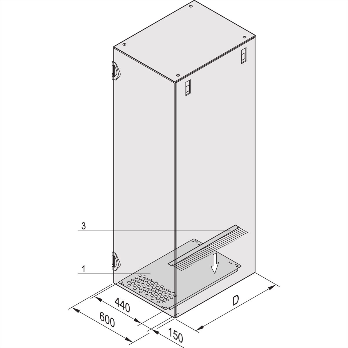 SCHROFF Varistar IP 20 and IP 55 Base Plate for Side Cable Ducting, 800D
