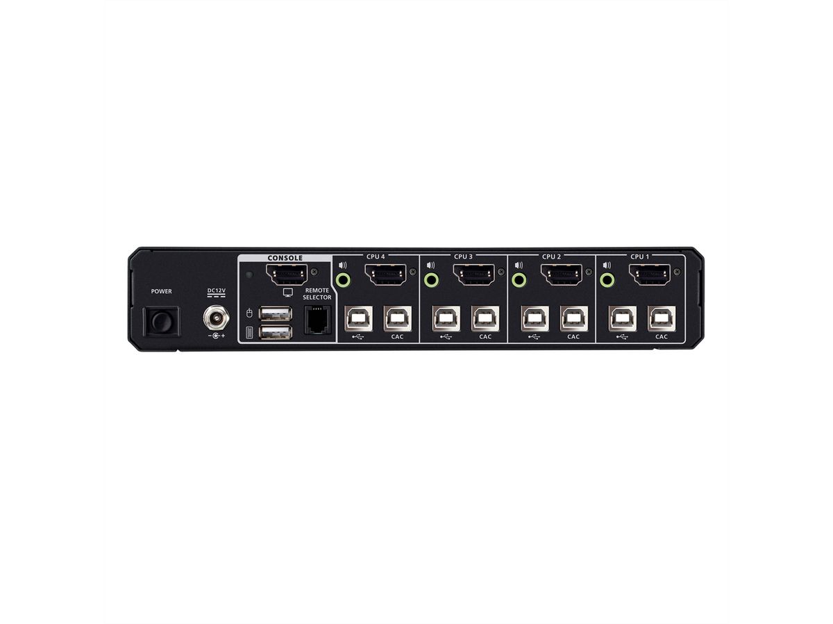ATEN CS1184DPH4C 4-Port USB 5K DP/HDMI Universal Secure KVM Switch , Single Display mit Cardreader