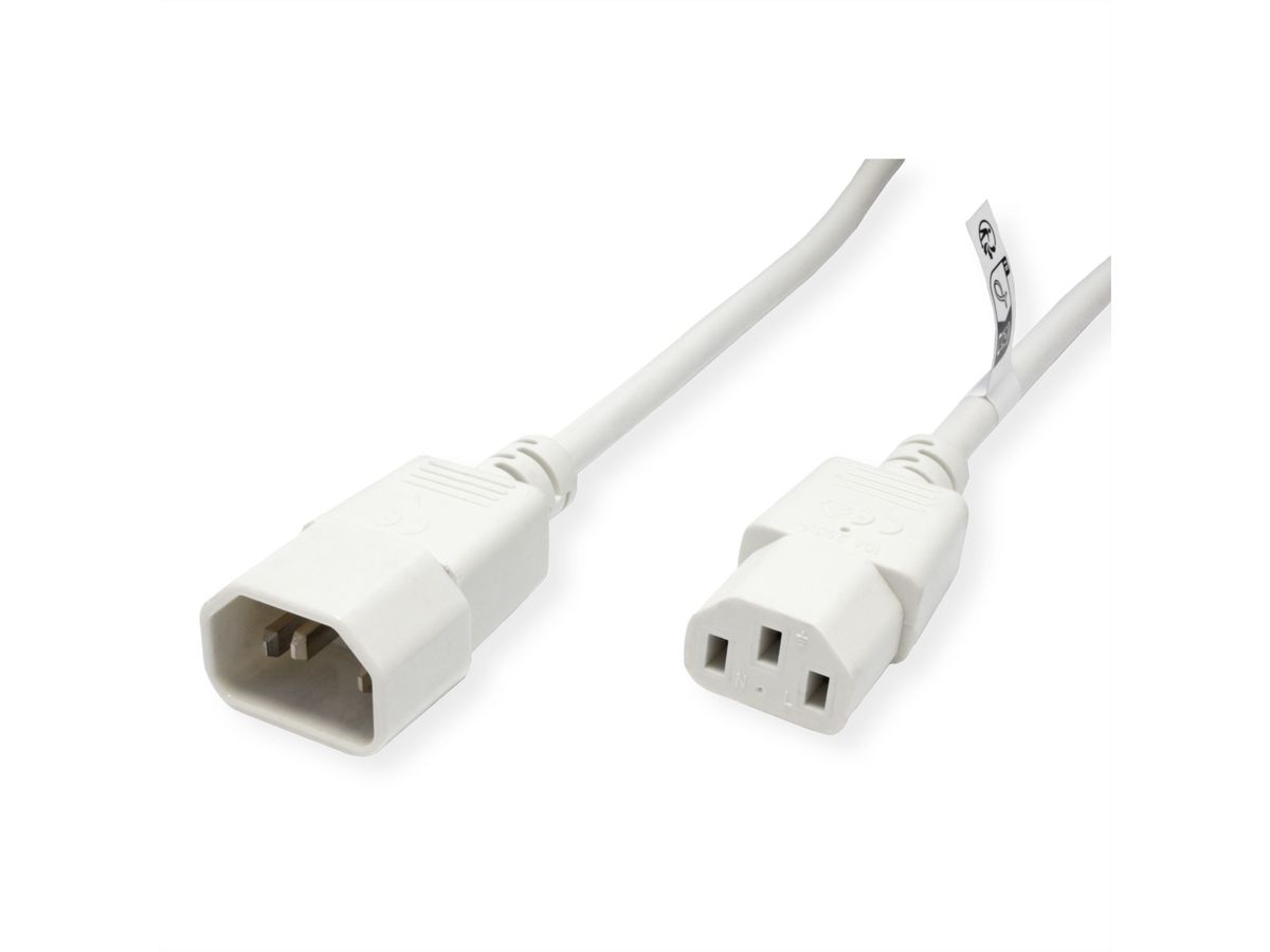 ROLINE GREEN Monitor Power Cable, IEC 320 C14 - C13, white, 0.8 m