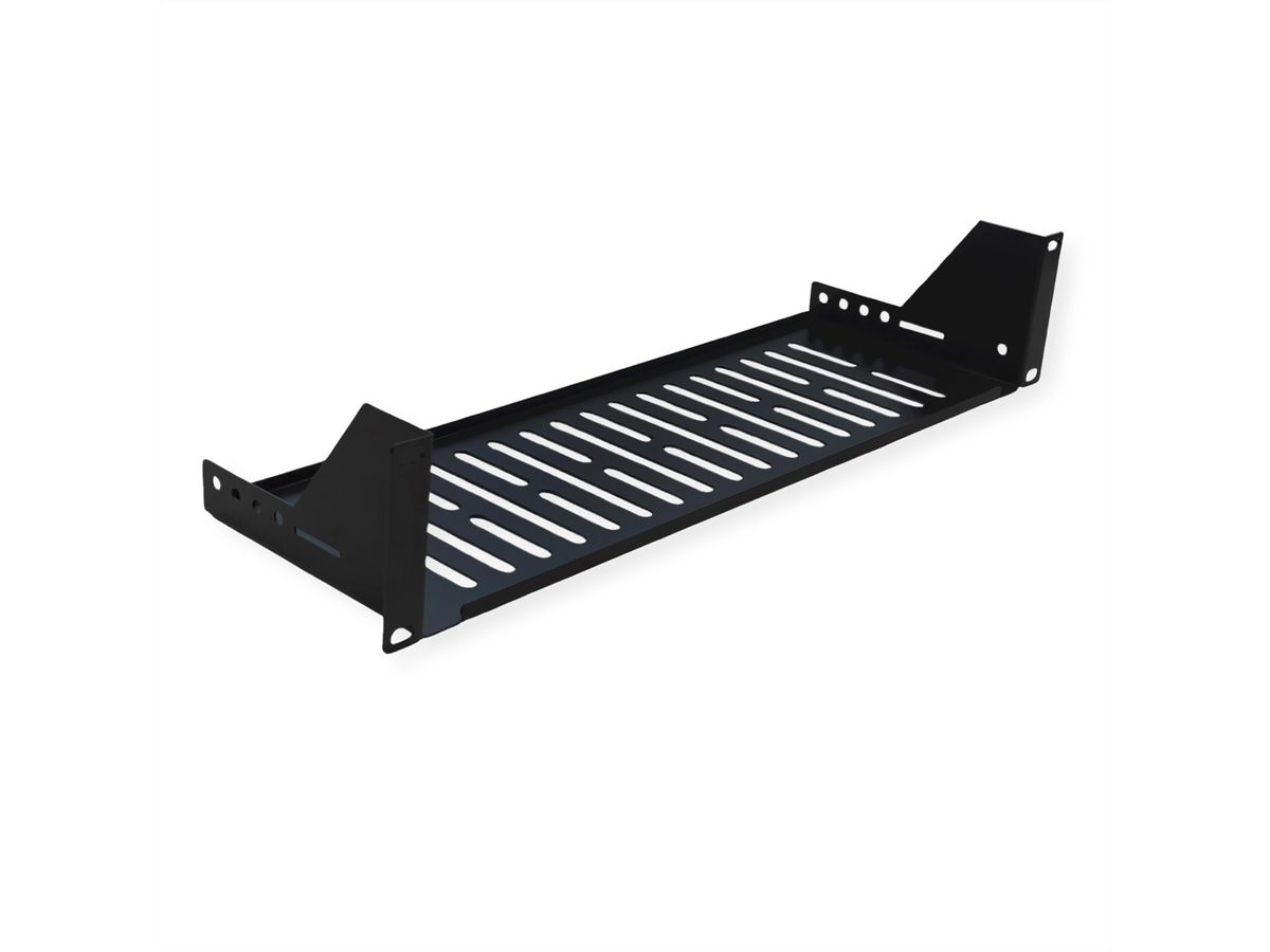 VALUE 19"-Fixed Shelf, 440 x 150mm, max. 15kg, 2U, U-Shape, black