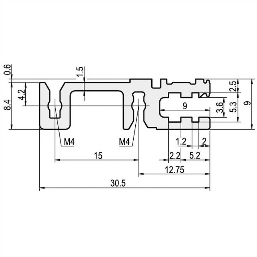 SCHROFF horizontale rail achter type H-VT, zwaar, 20 pk