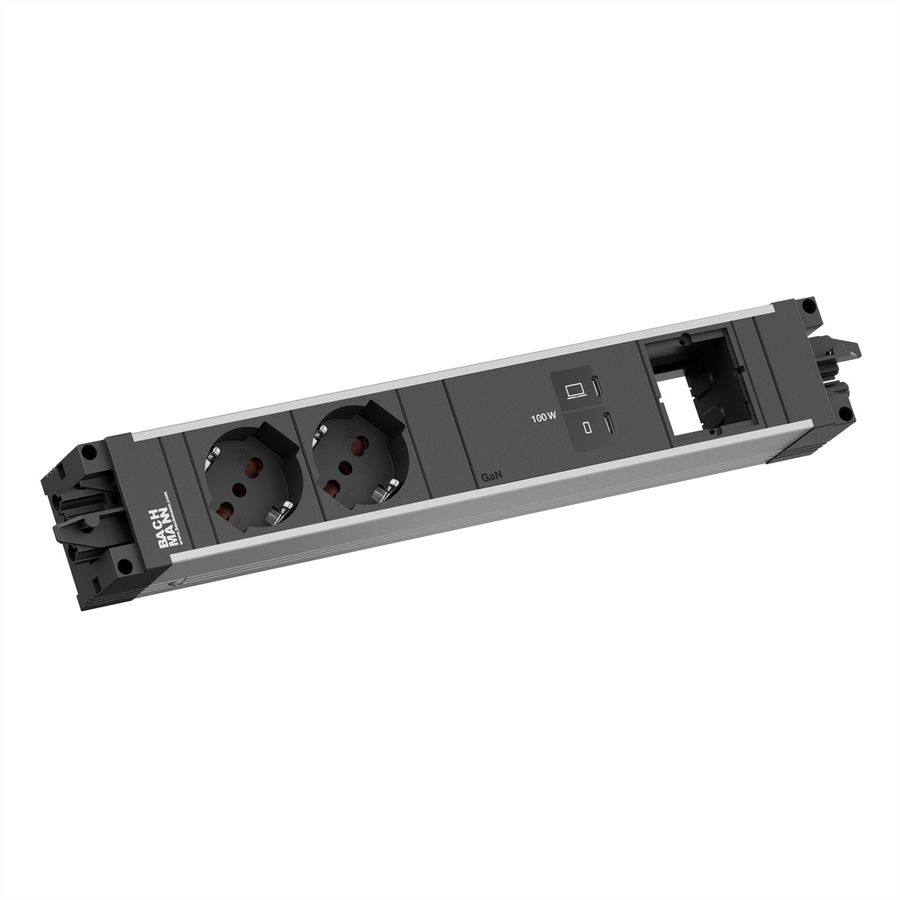 BACHMANN STEP ALU 2xP40, 1xUSB C/C 100W 1xCM