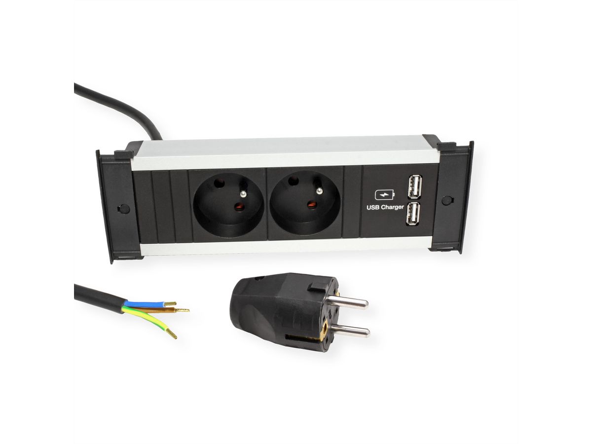 BACHMANN KAPSA S 2xUTE 1xUSB Charger power 2.0m CEE7/7