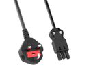 BACHMANN Zuleitung H05VV-F 3G 1,5mm² 2m, Schwarz, UK-Stecker 13A Install.kupplung