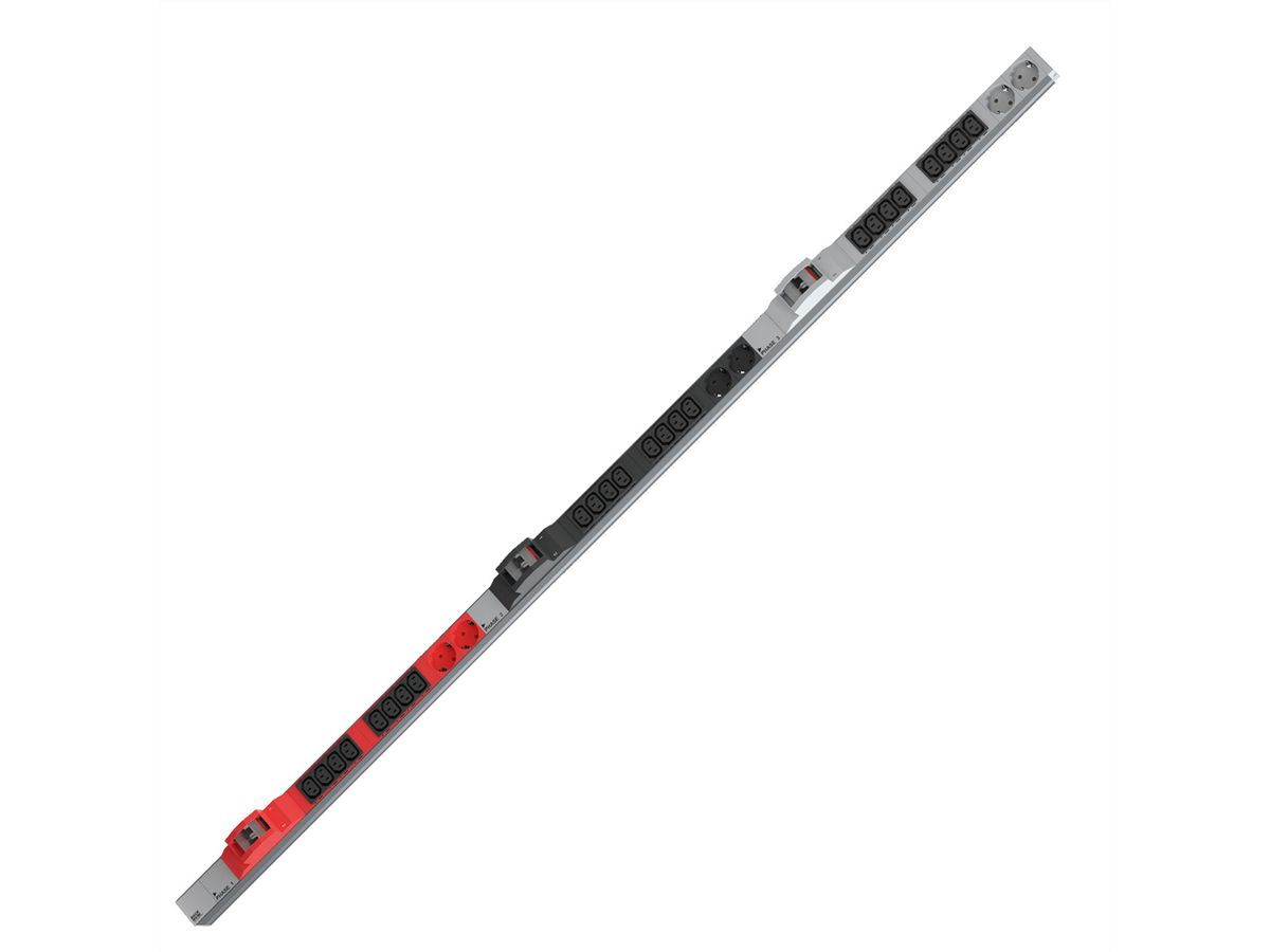 BACHMANN IT PDU ALU 1U 24x C13 6x earthing contact 6LS CEE 3x 32A red