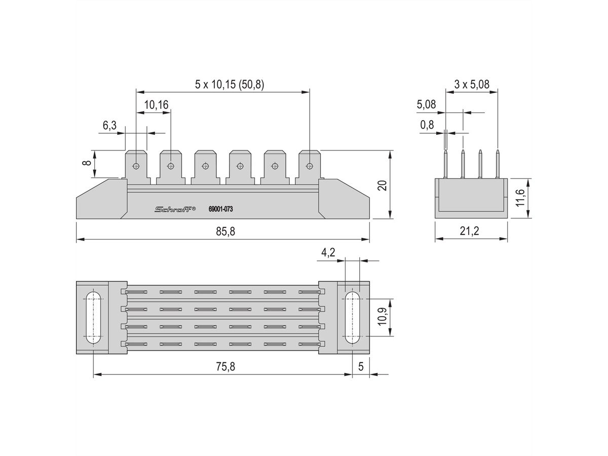 SCHROFF Busbar With FASTON Connections