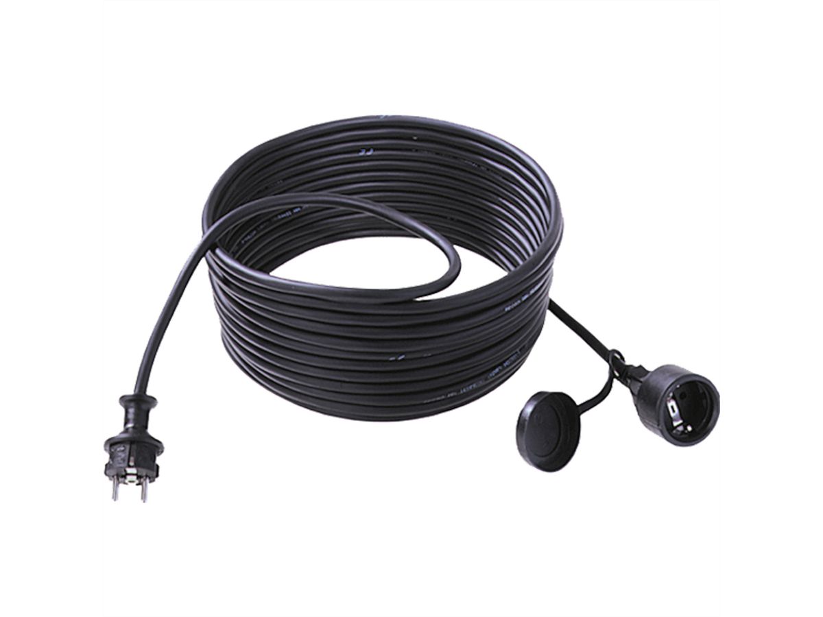 BACHMANN Extension 3G1,5mm² bw, 1m, H07RN-F rubber/neoprene earthing contact, black, 10 m