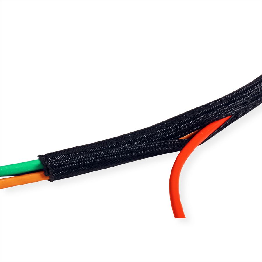 ROLINE PVC weefselslang voor kabelgeleiding, zelfsluitend, zwart, 2,5 m