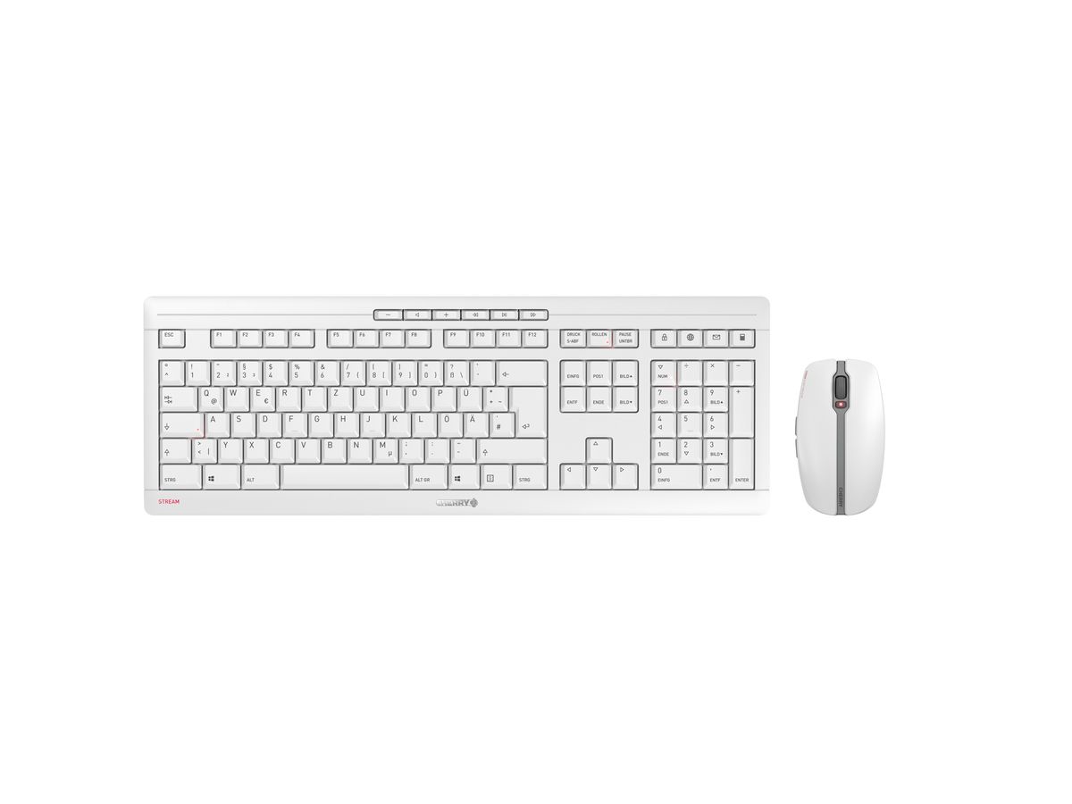 CHERRY Stream Desktop Recharge keyboard Mouse included Universal RF Wireless QWERTY UK English Grey