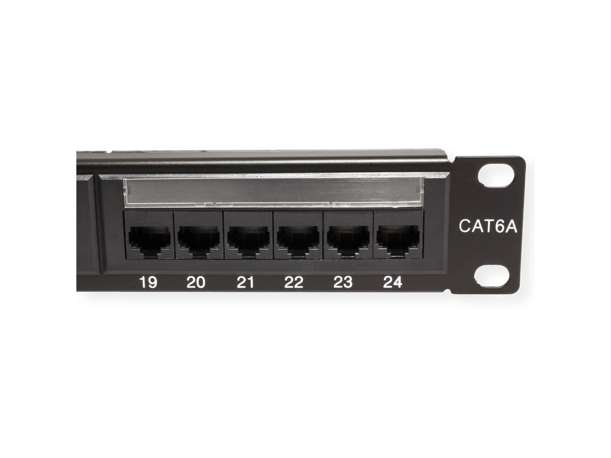 VALUE Cat.6A (Class EA) 19" Patchpaneel, 24 P, onafgeschermd, zwart