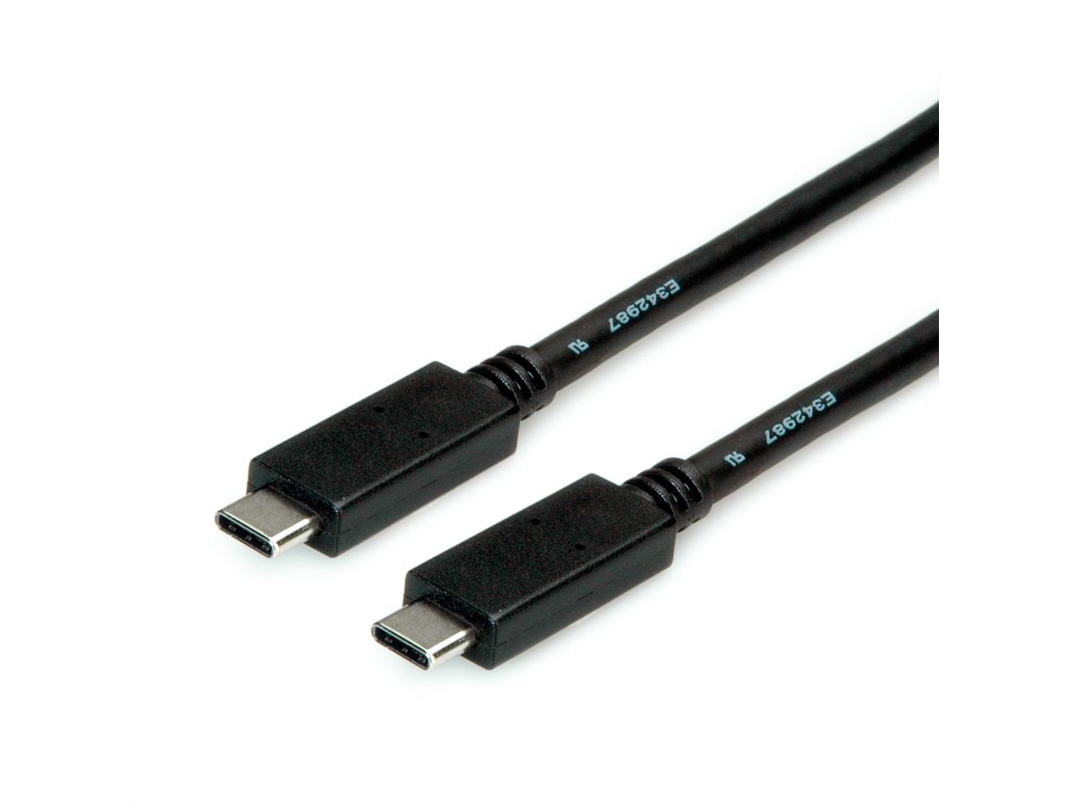 ROLINE USB 3.2 Gen 2 kabel, met PD (Power Delivery) 20V5A, Emark, C-C, M/M, zwart, 1 m