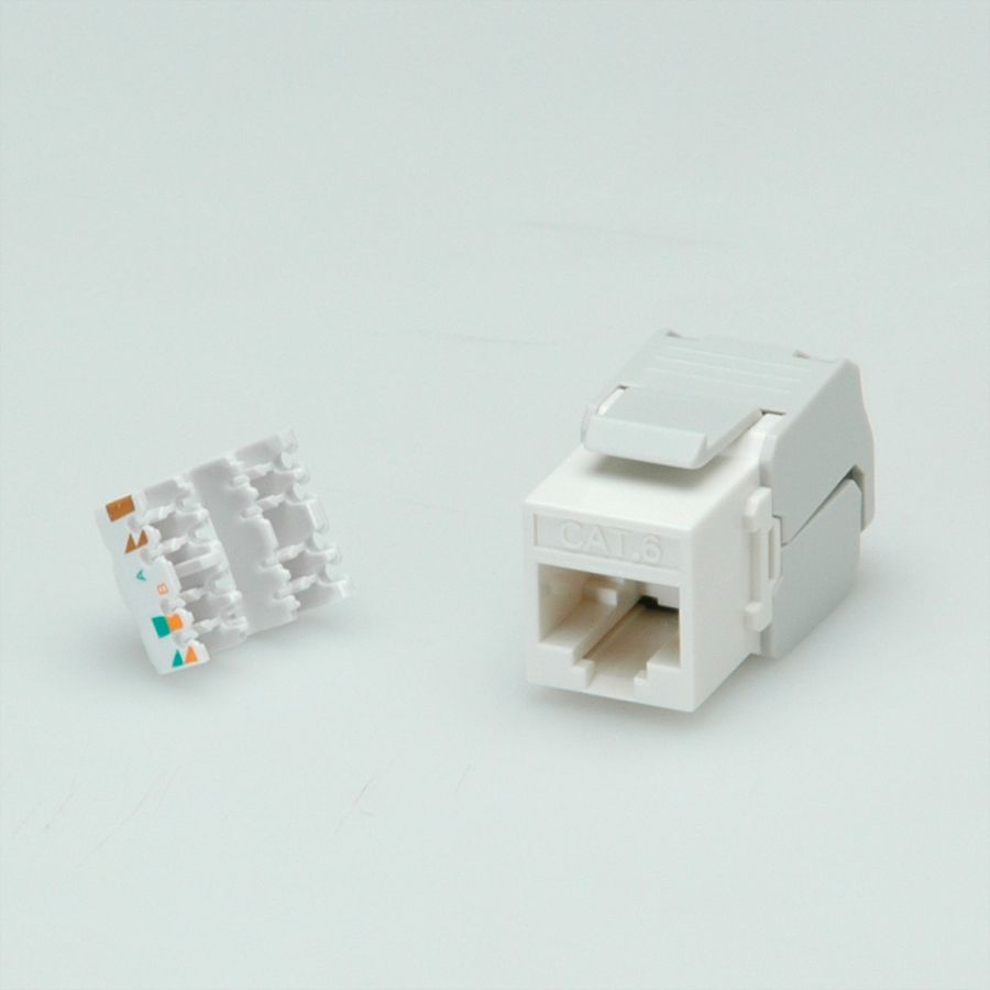 ROLINE Cat.6 (Class E) Keystone Jack, RJ-45, UTP, tool-free, white, white