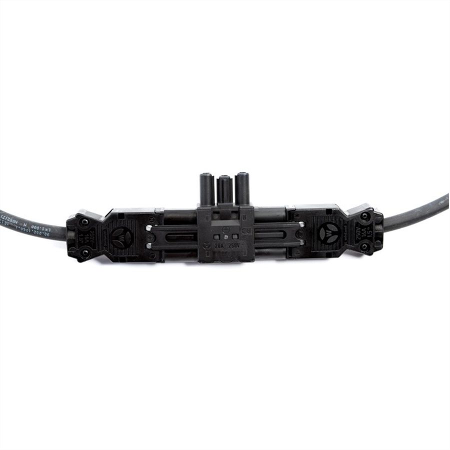 BACHMANN verdeelblok WIELAND GST18 1xIn/2xOut, plat, zwart