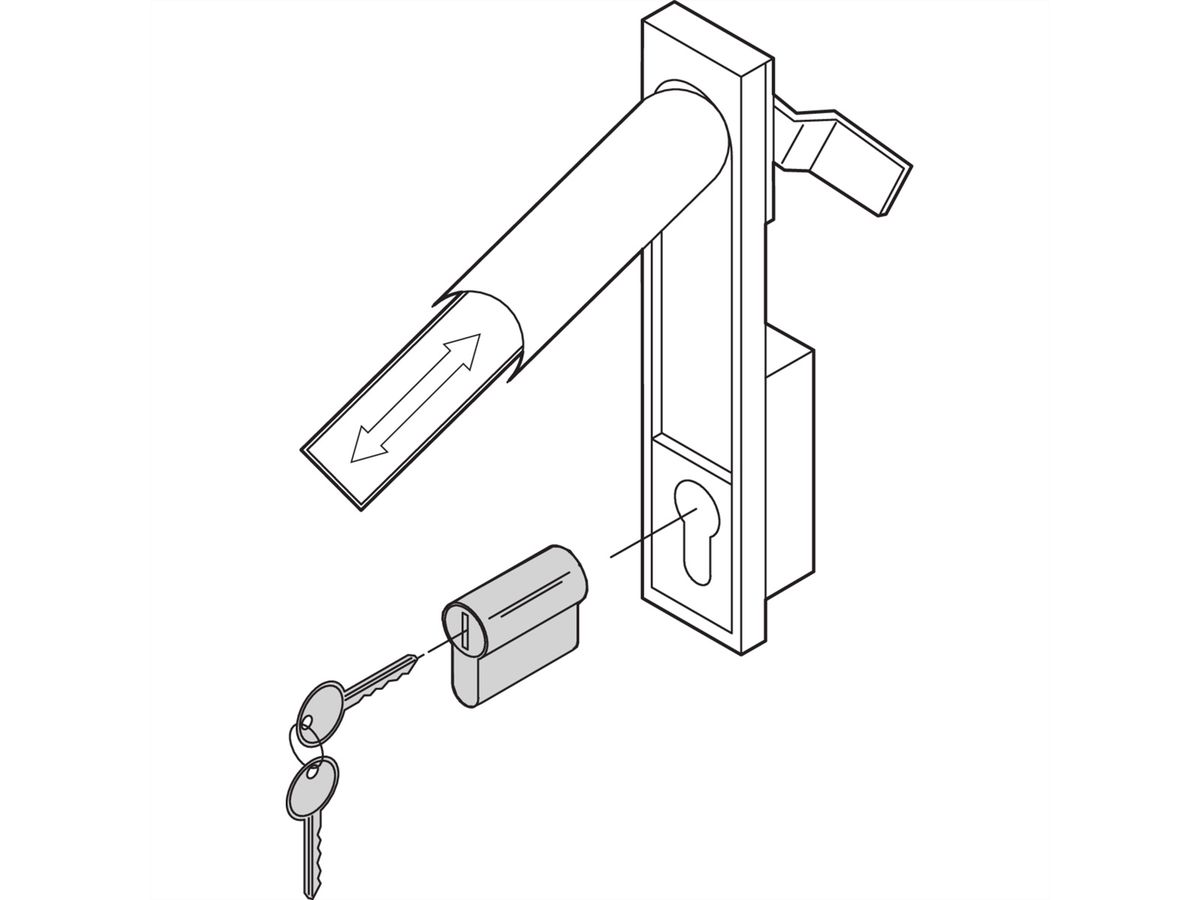 SCHROFF DIN profiel halve cilinder voor Varistar en Epcase, sleutel type 333